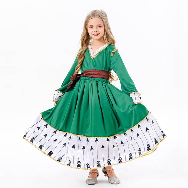 Little Girls Shooter Princess Dress Merida Halloween Cosplay Costume