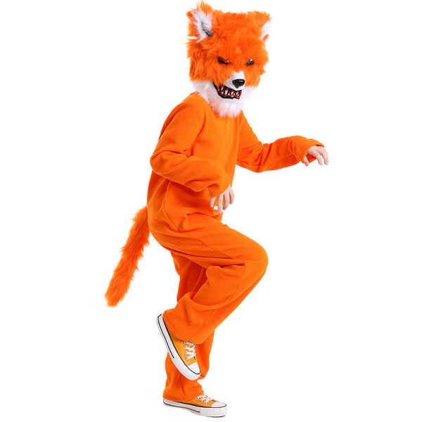 Child Fur Fox Coverall Halloween School Play Family Party Costume