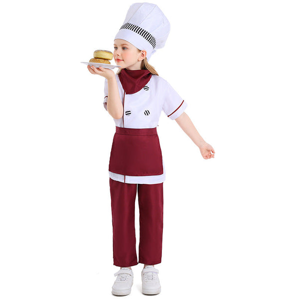 Little Girls Boys Pastry Cook Uniform Halloween School Cosplay Costume