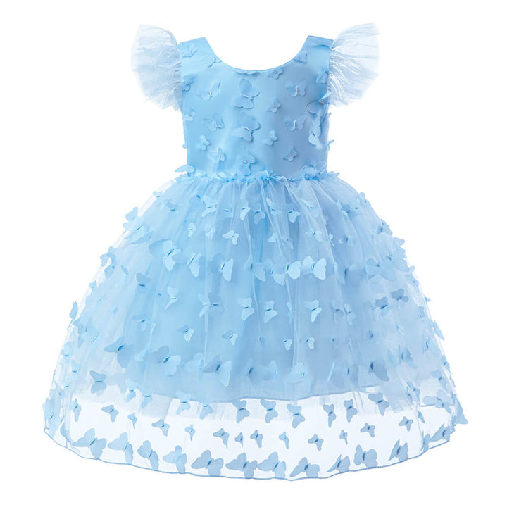 Little Girls 3D Butterfly Birthday Princess Formal Tulle Dress