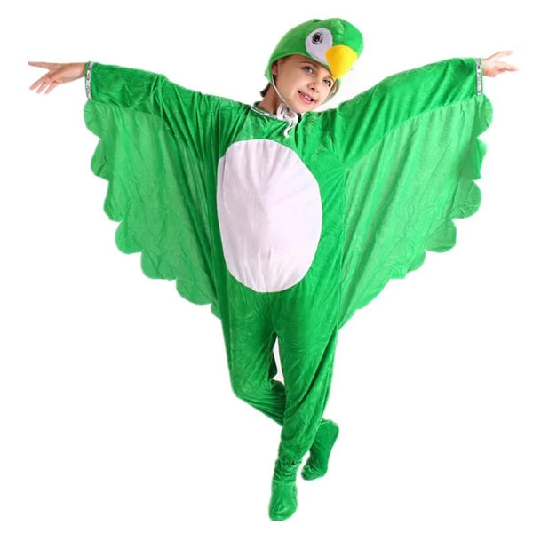 Boys Girls Green Red Parrot Bird Kids Halloween Costume