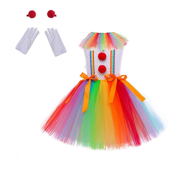 Little Girls Circus Clown Dress Halloween School Cosplay Party Costume