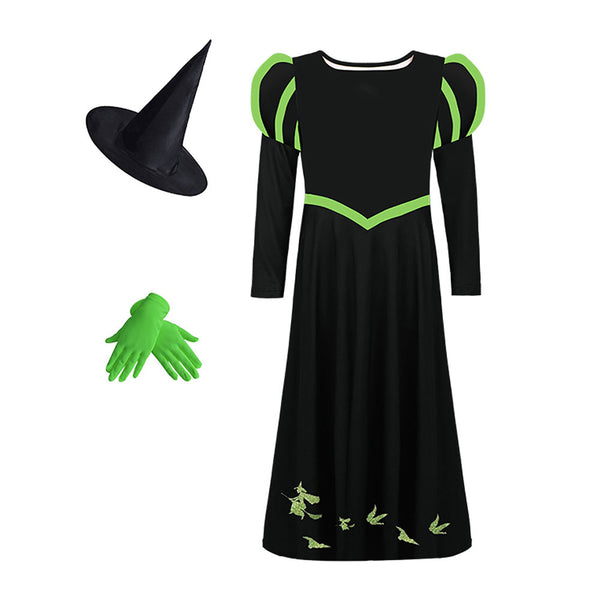 Little Girls Elphaba Dress Halloween School Cosplay Party Costume