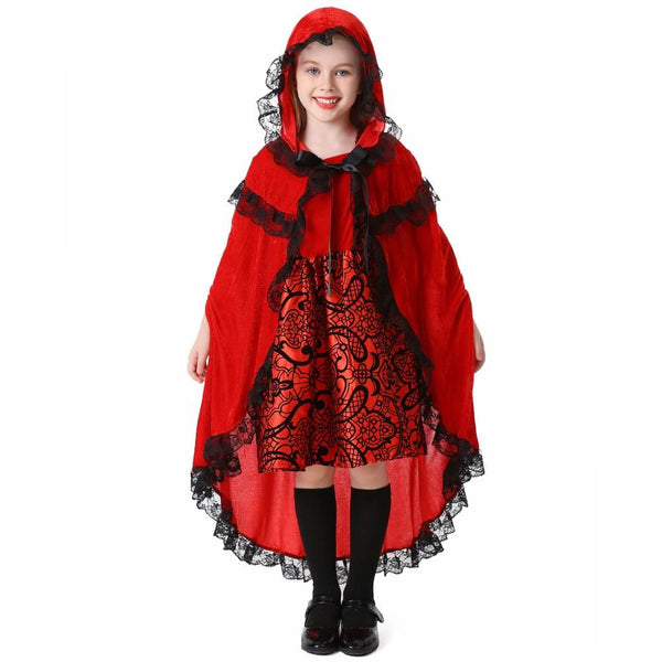 Little Red Riding Hood Girls Dress Halloween School Play Party Costume