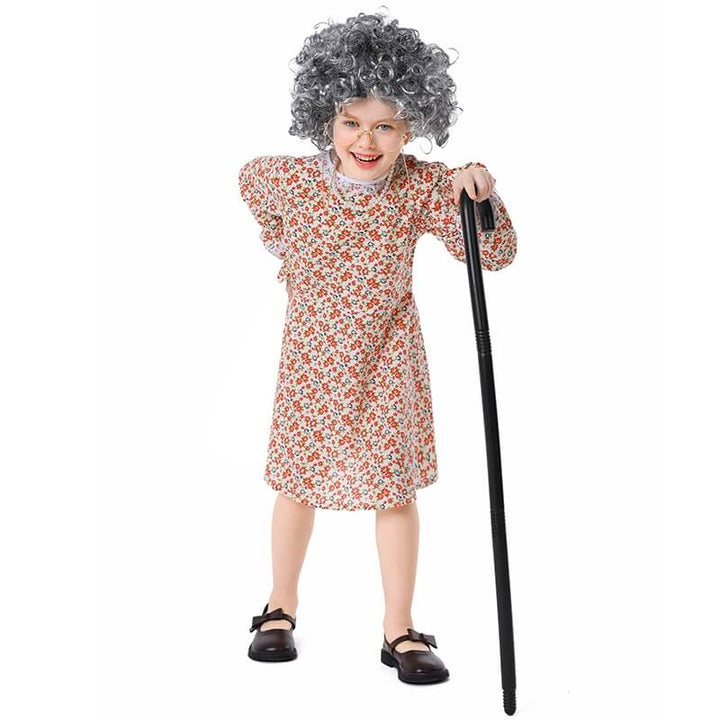 Little Girls Wolf Grandma Dress Halloween School Play Costume