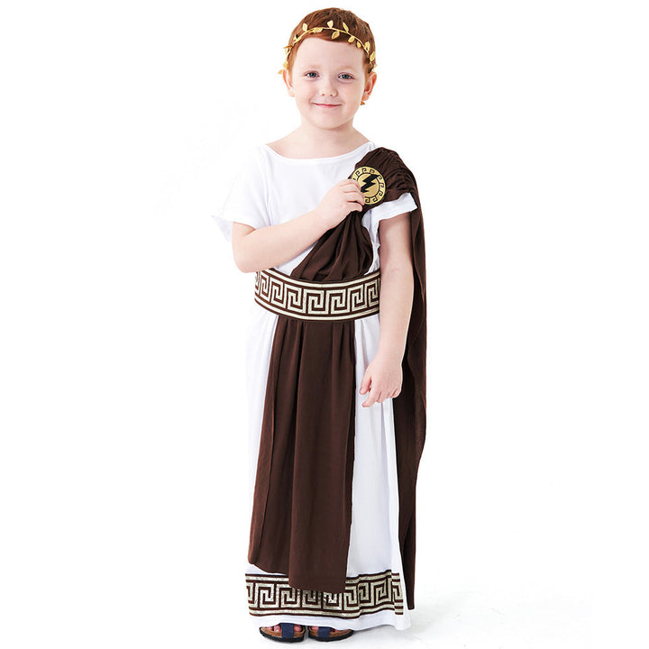 Little Boy Ancient Greek God Roman Toga Kids Halloween Cosplay Costume