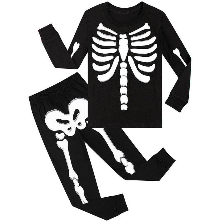 Little Boys Girls Luminous Skeleton Pajamas Set Kids Halloween Costume