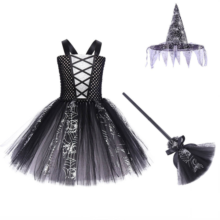 Little Girls Witch Dress Kids Halloween School Cosplay Party Costume