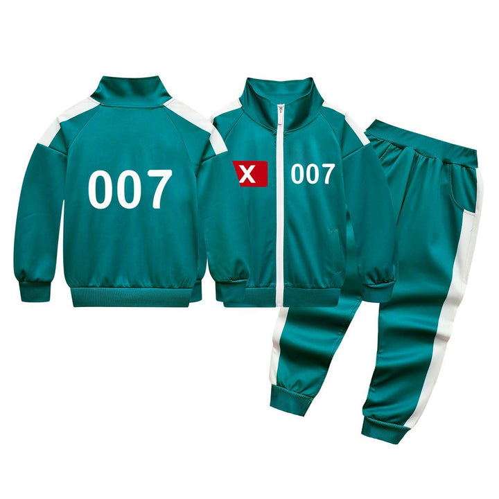 Kids Squid Player Red Cross 007 Jacket Pants 3 Sets Tracksuit Costume