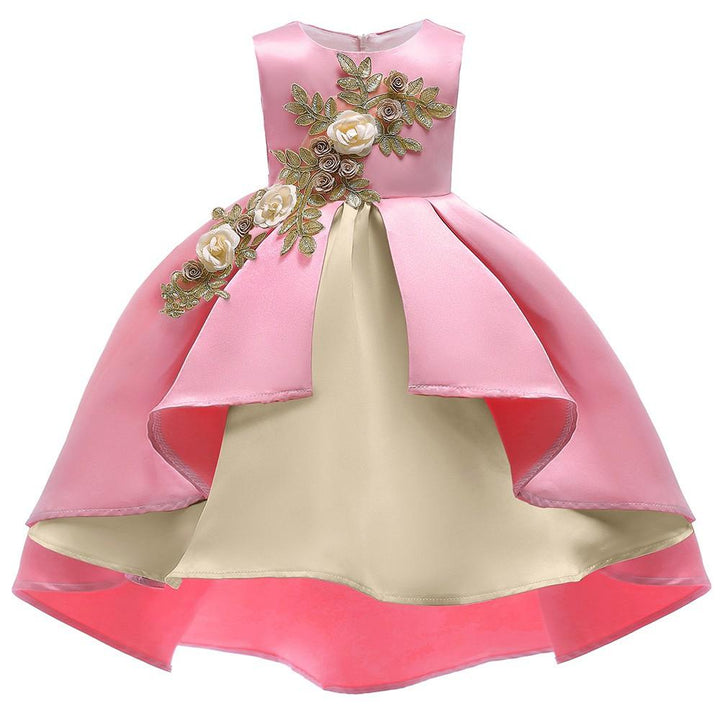 Flower Girls Pink Sleeveless Bow Tie Back Birthday Party Gown Dress